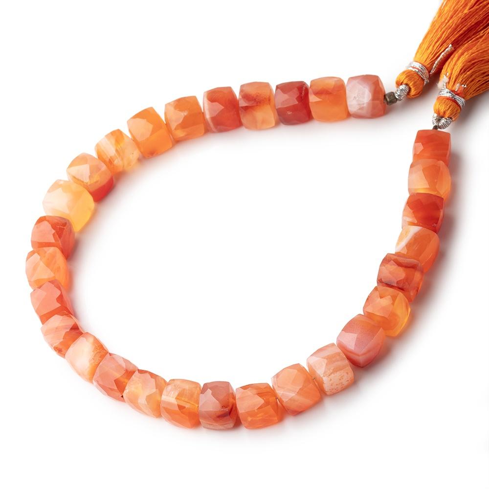 6-7xmm Carnelian Banded Agate faceted Cube beads 8 inch 28 pieces