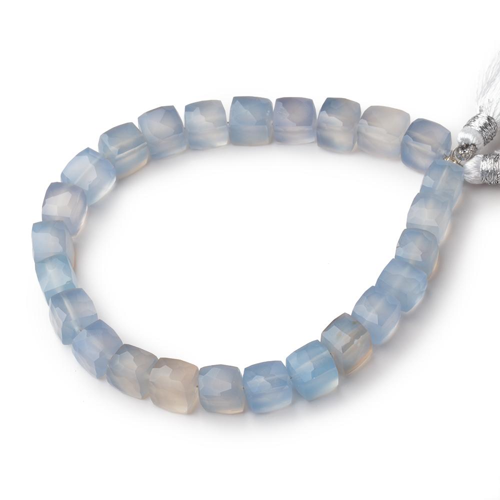 6-8mm Blue Chalcedony Faceted Cube Beads 7.75 inch 23 pieces