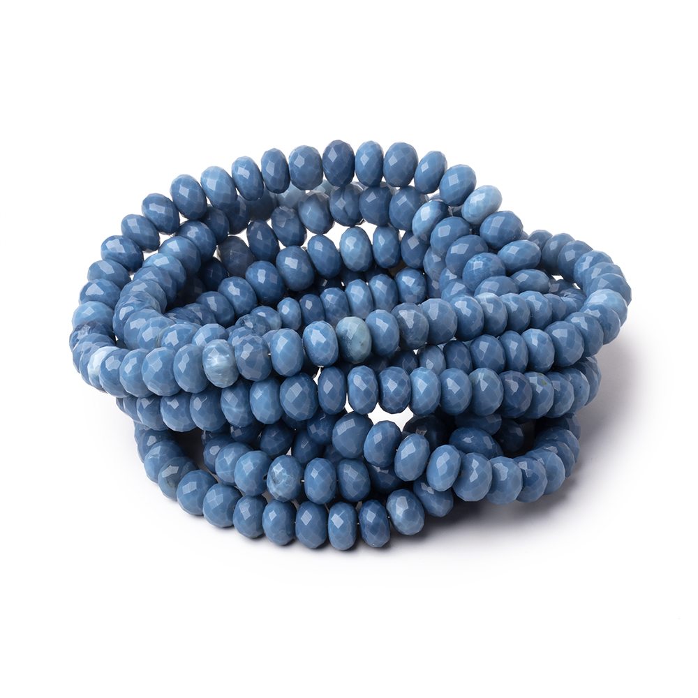 6-8mm Dark Owyhee Blue Opal Faceted Rondelle Beads 16 inch 80 pieces