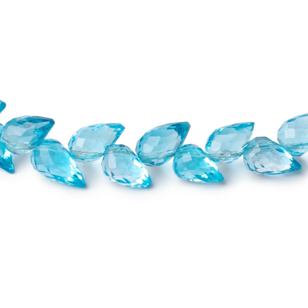 6-8mm Swiss Blue Topaz Shoulder Drill Tear Drop 4 inch 17 Beads AAA