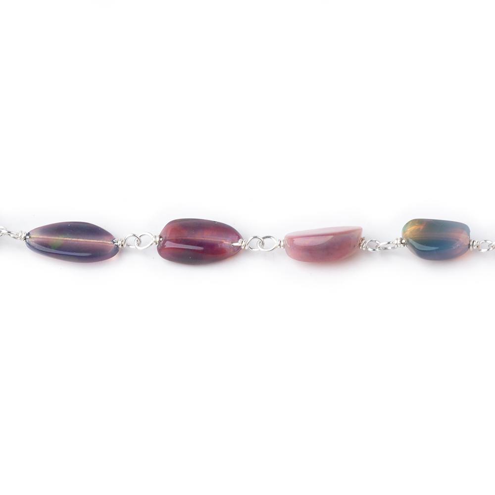 6-9mm Black Ethiopian Opal Plain Nuggets on .925 Sterling Silver Chain