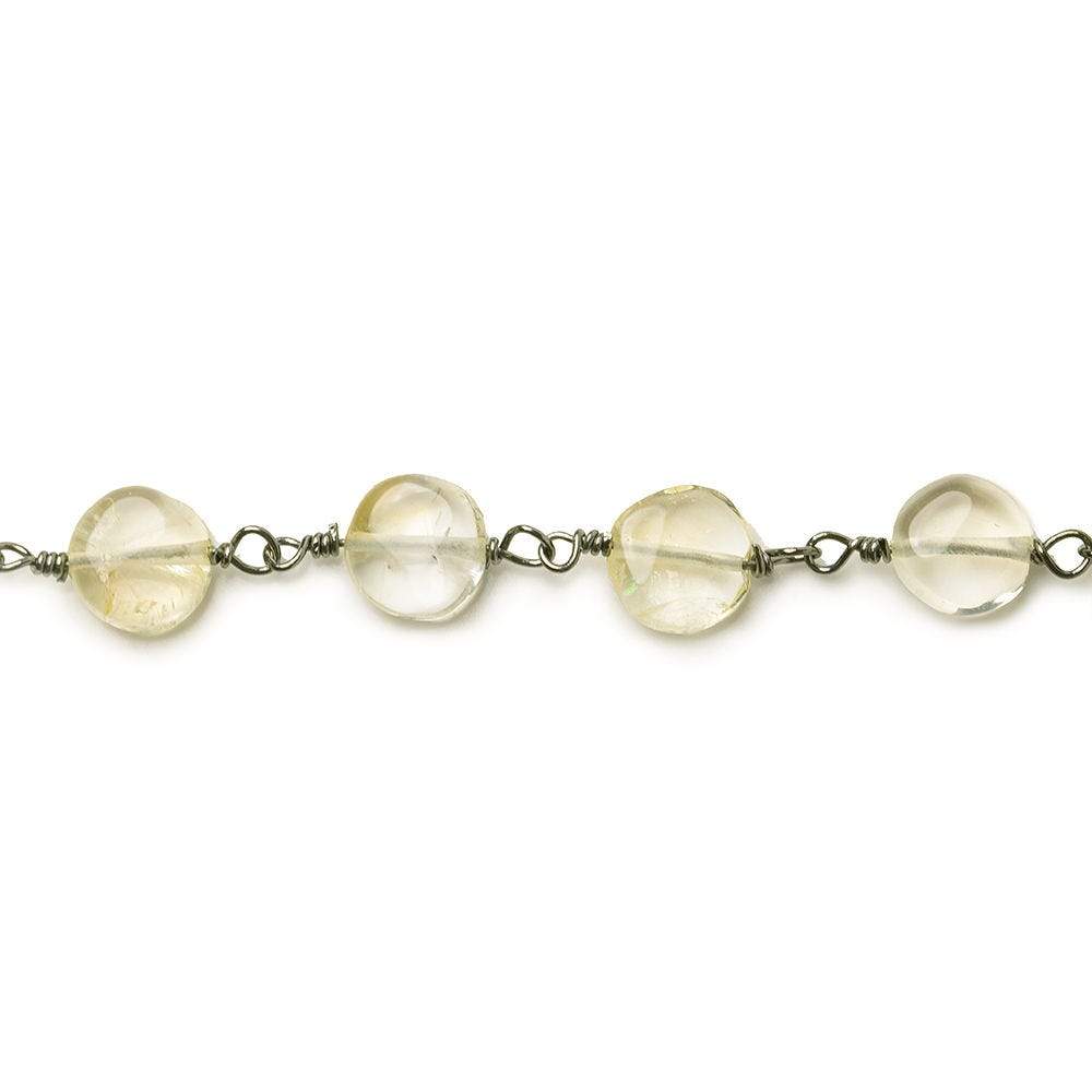 6.5-7.5mm Citrine plain coin Black Gold Chain by the foot