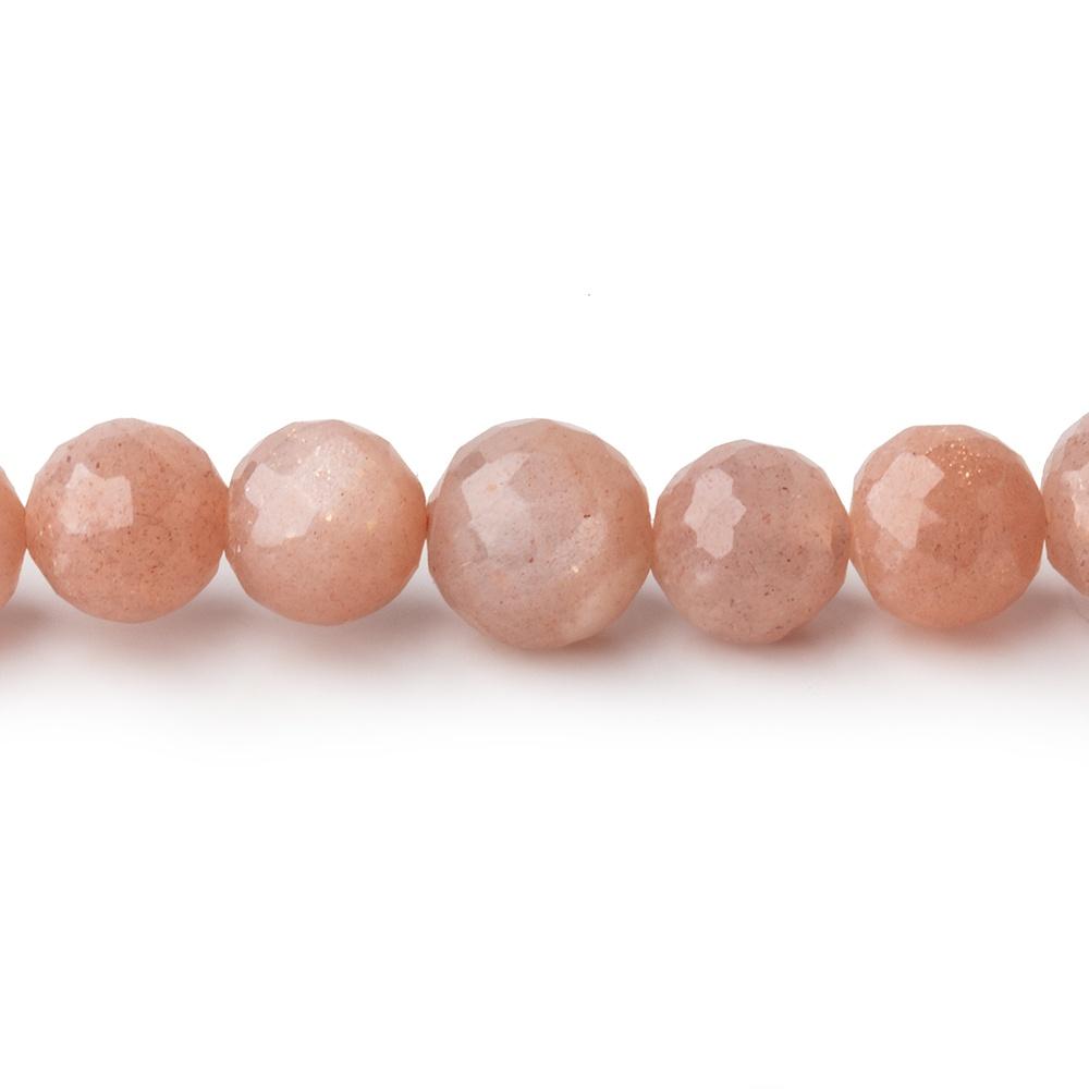 6.5-7.5mm Peach Moonstone Faceted Round Beads 14 inch 45 pieces