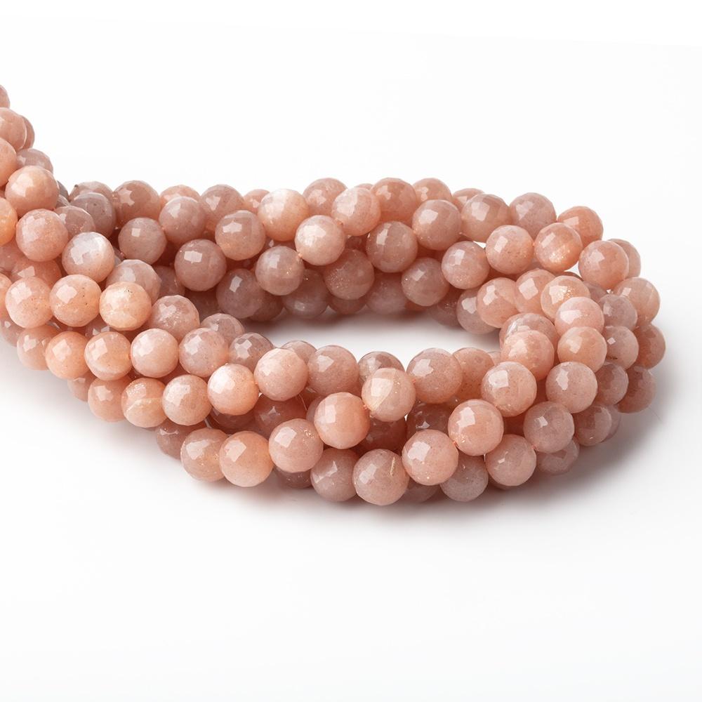 6.5-7.5mm Peach Moonstone Faceted Round Beads 14 inch 45 pieces