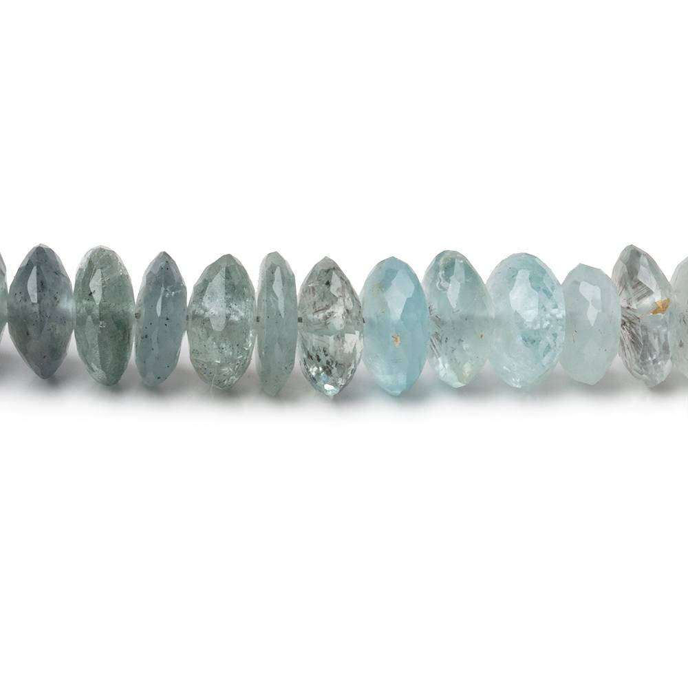8.5-10mm Moss Aquamarine German Faceted Rondelle Beads 16 inch 111 pieces
