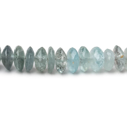 8.5-10mm Moss Aquamarine German Faceted Rondelle Beads 16 inch 111 pieces