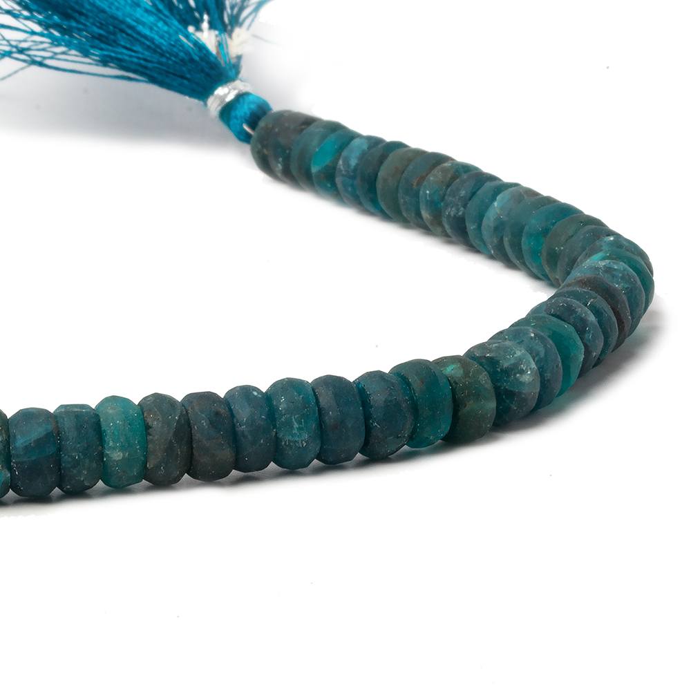 6.5-8mm Matte Neon Apatite plain rondelle beads 1mm drill hole 8 inch 50 pcs