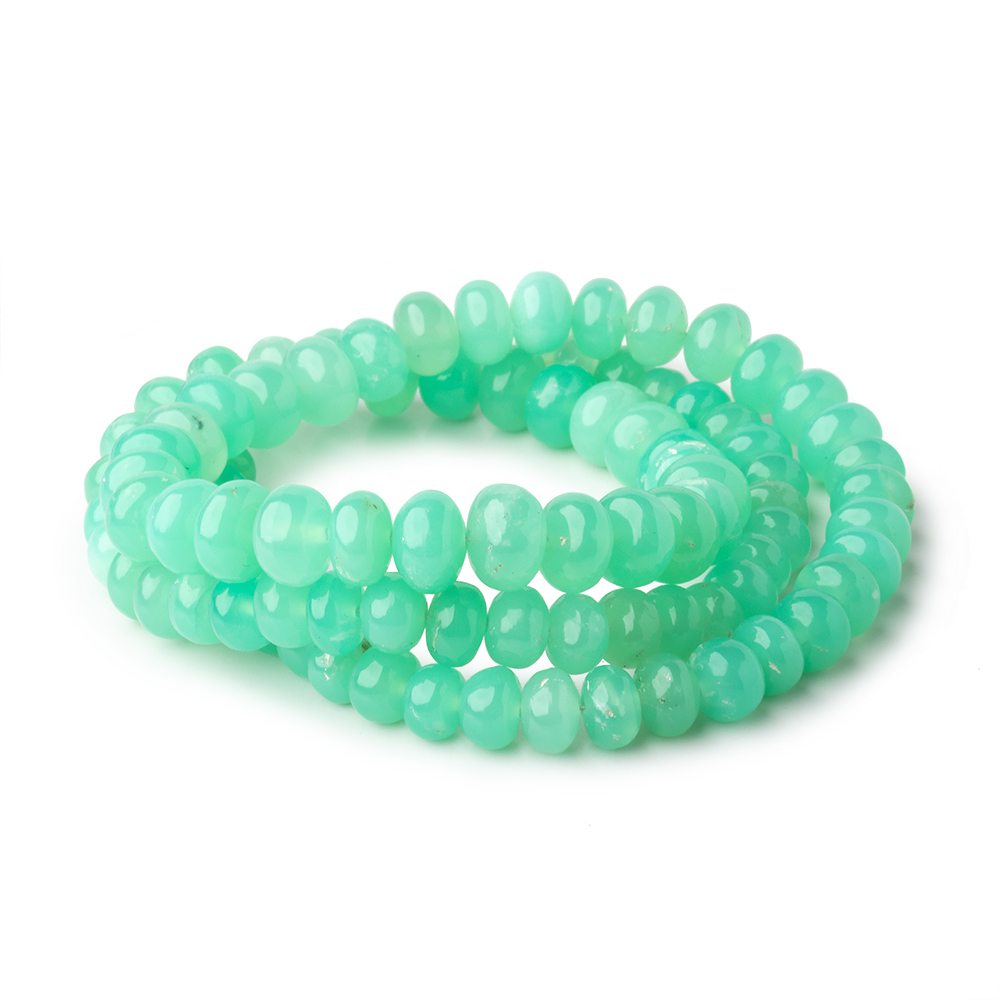 6.5-9.5mm Tanzanian Green Opal Plain Rondelle Beads 20 inch 90 pieces AAA