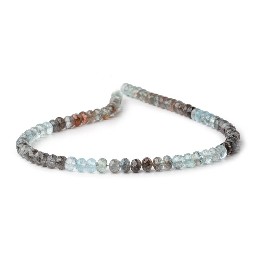 6.5mm Copper Moss Aquamarine Faceted Rondelle Beads 14 inch 78 pieces AAA