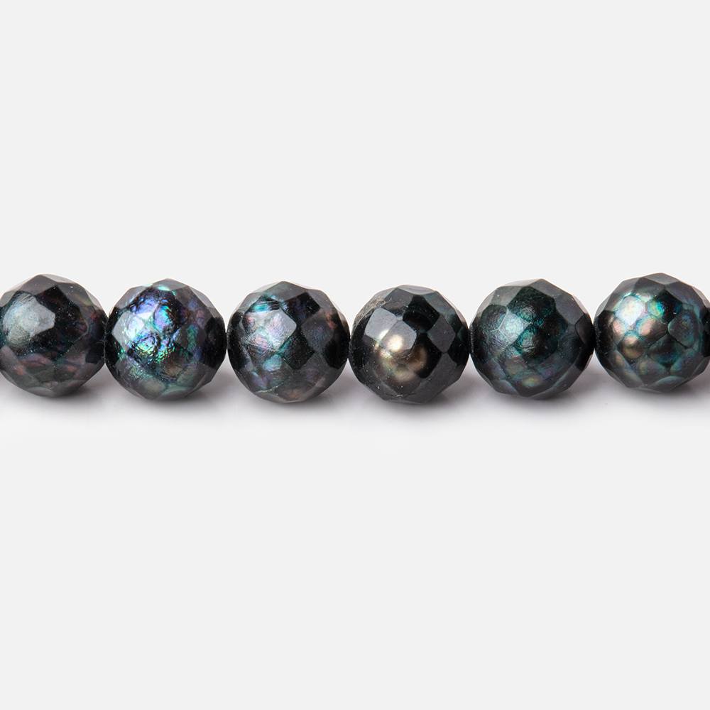 6.5mm Dark Teal Faceted Round Freshwater Pearls 16 inch 60 pieces