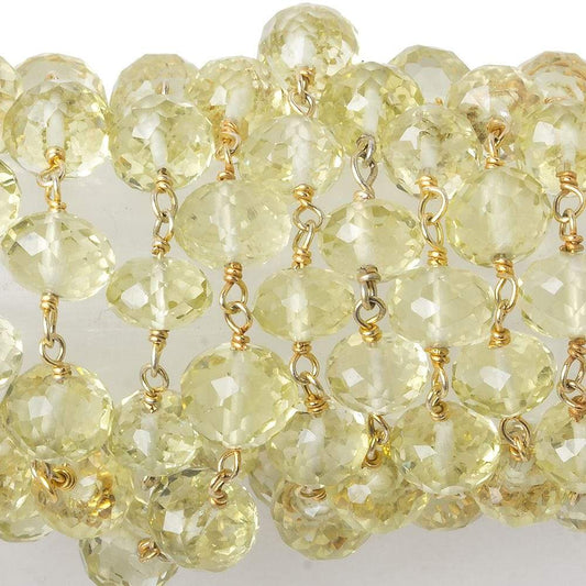 6.5mm Lemon Quartz faceted rondelle Vermeil Chain Sold As 31 inches 84 beads