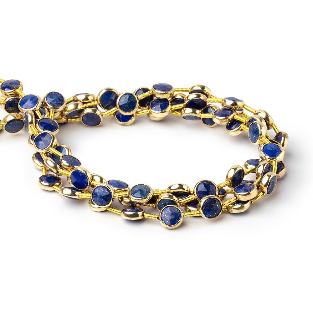 6.5mm Vermeil Bezel Lapis Lazuli Faceted Coin Strand 19 Beads