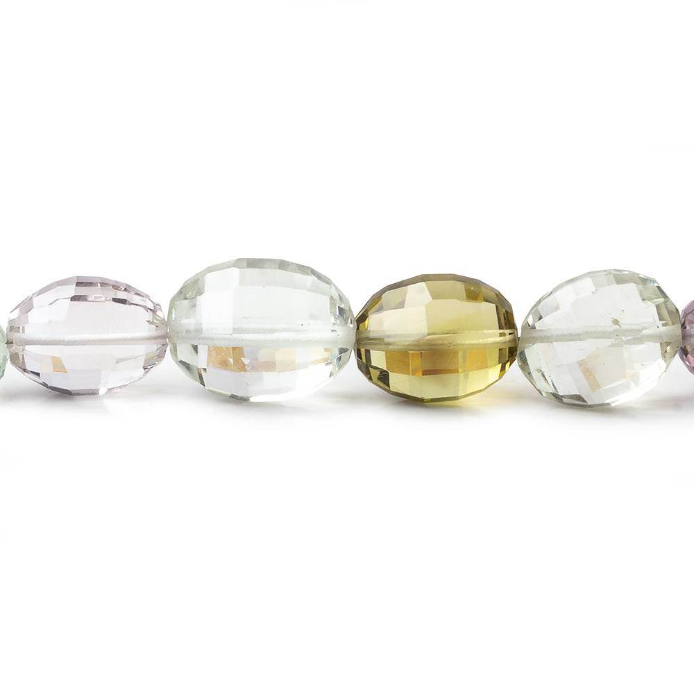 6.5x5-14x10mm Multi-Gemstone checkerboard faceted ovals 18 inch 50 pcs AA
