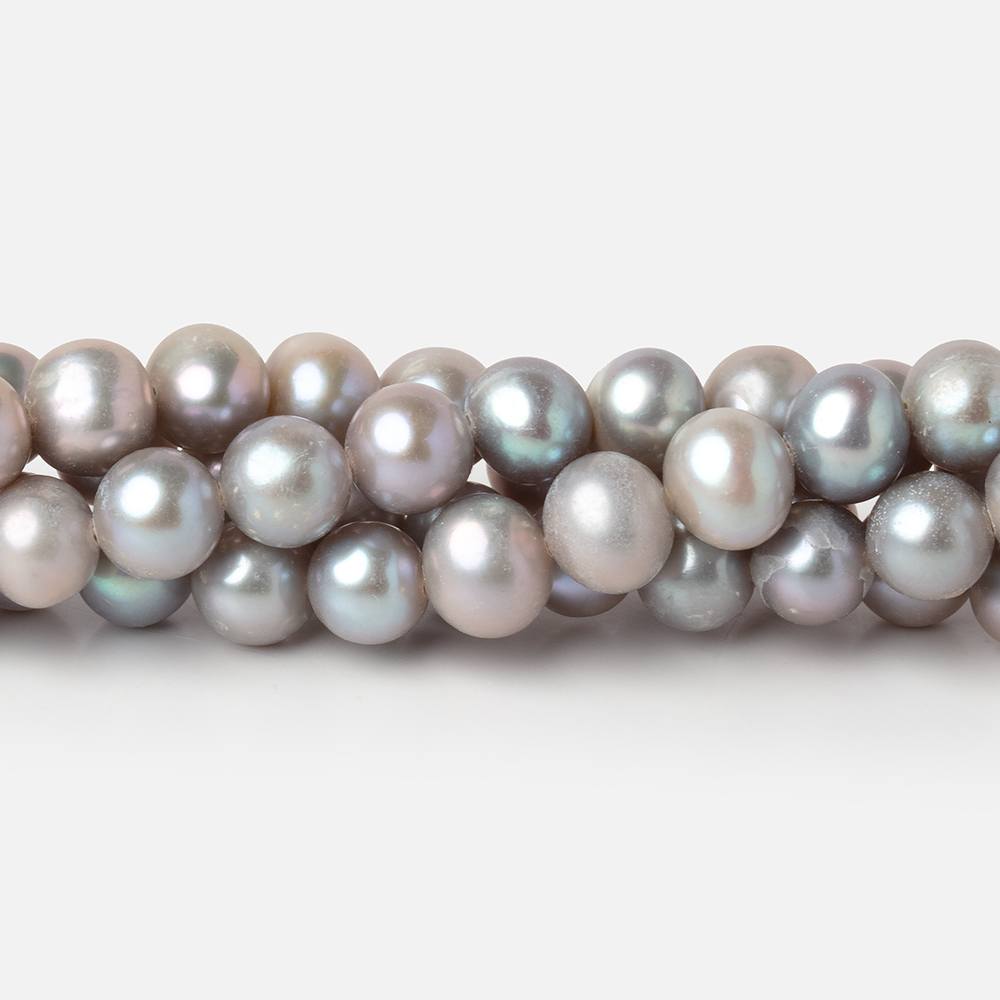 6.5x5.5mm Silver Off Round Freshwater Pearl Beads 16 inch 72 pieces
