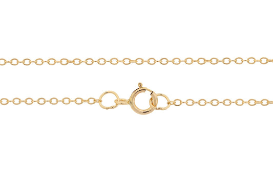 14Kt Gold Filled 1.4x1mm 22" Flat Cable Chain With Spring Ring Clasp - 1pc