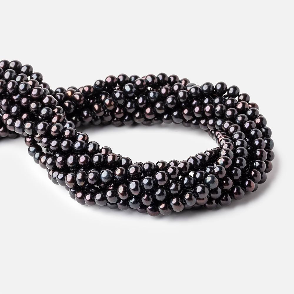 6x5mm Black Side Drilled Off Round Freshwater Pearl Beads 15 inch 72 pieces