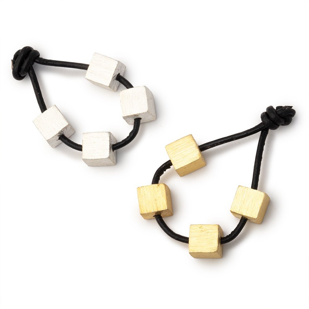 6mm Brushed Cube Bead Set of 4