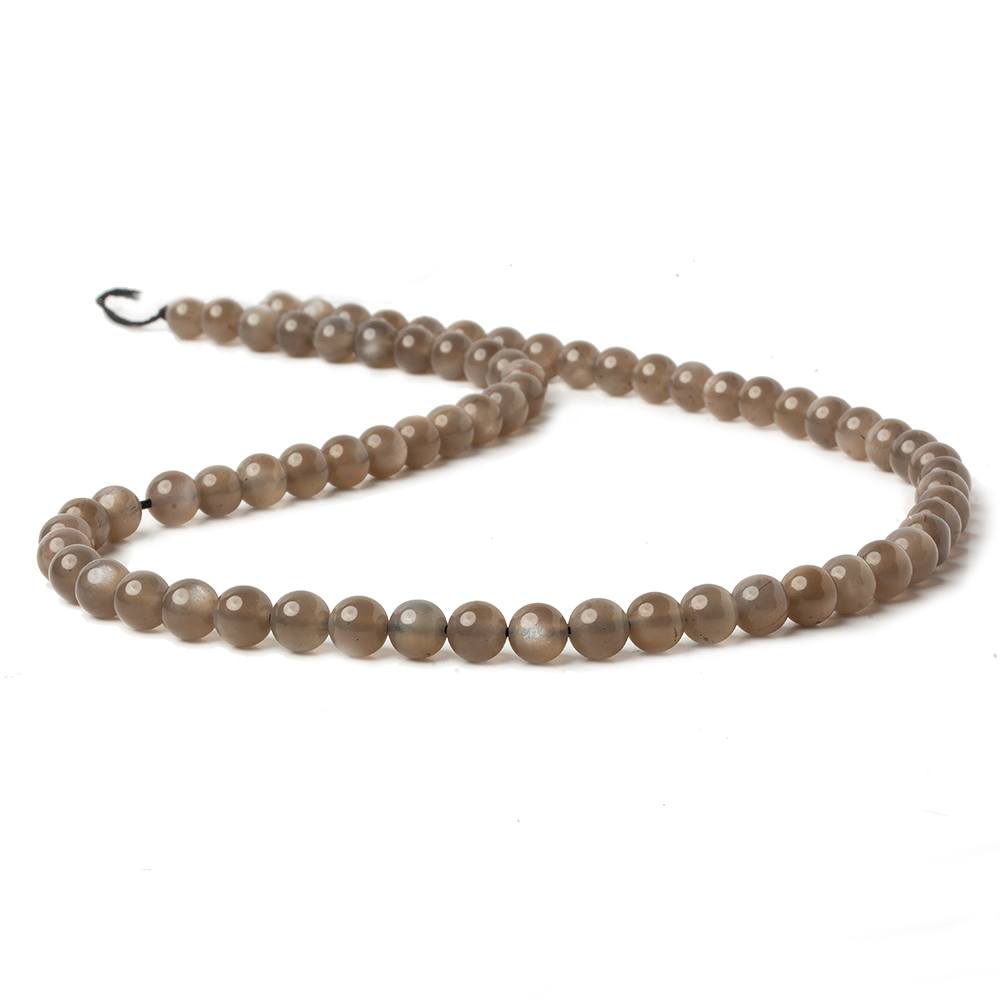 6mm Chocolate Brown Moonstone Plain Rounds 16 inch 69 beads AA