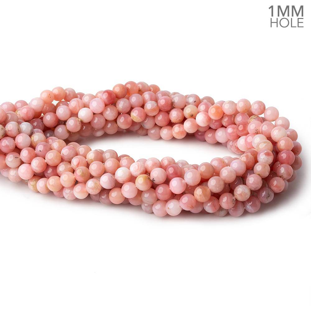 6mm Dark Pink Peruvian Opal plain round large hole beads 16 inch 69 pieces A