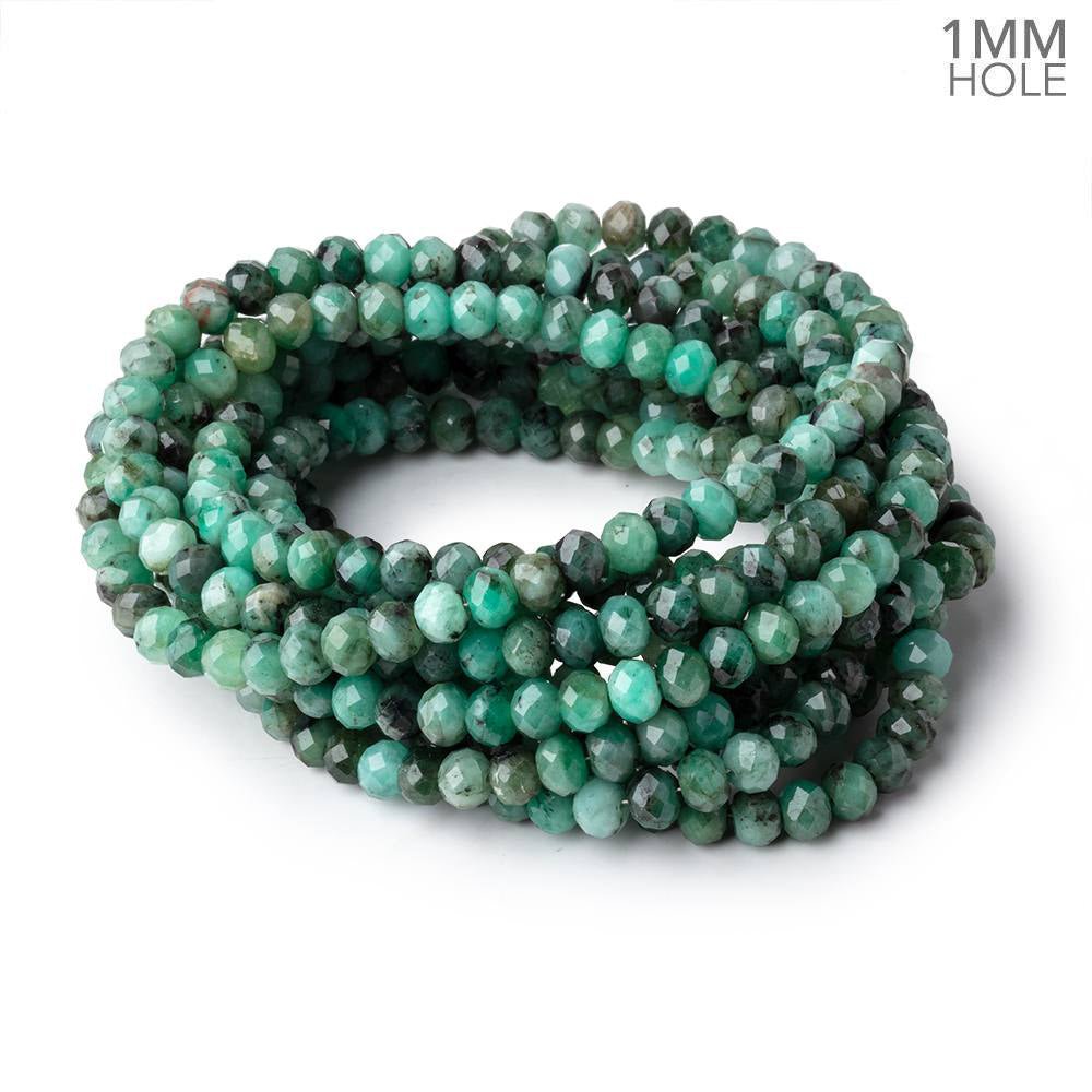 6mm Emerald Faceted Rondelle Beads 16 inch 88 pieces 1mm hole