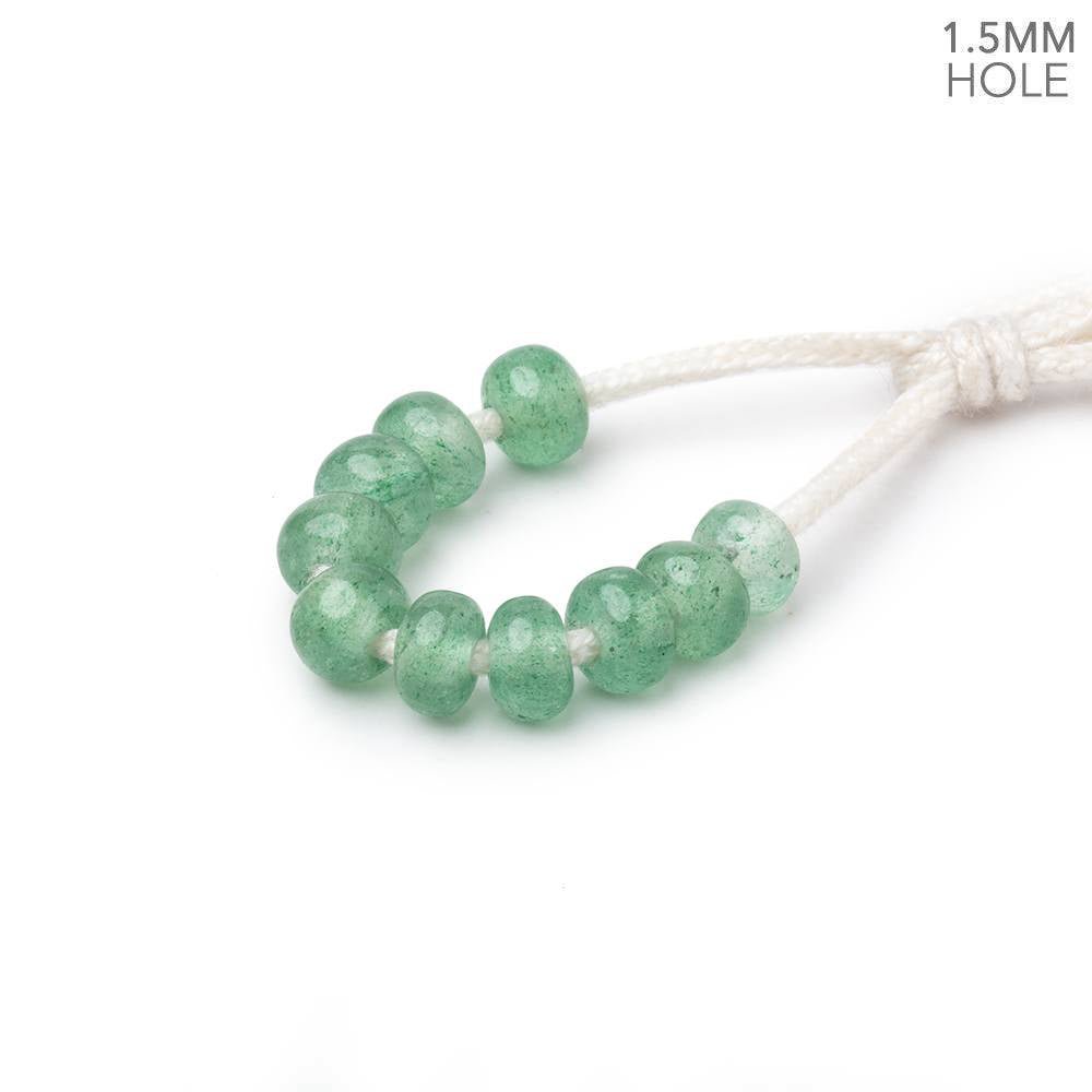 6mm Green Aventurine 1.5mm Large Hole Plain Rondelle Set of 10