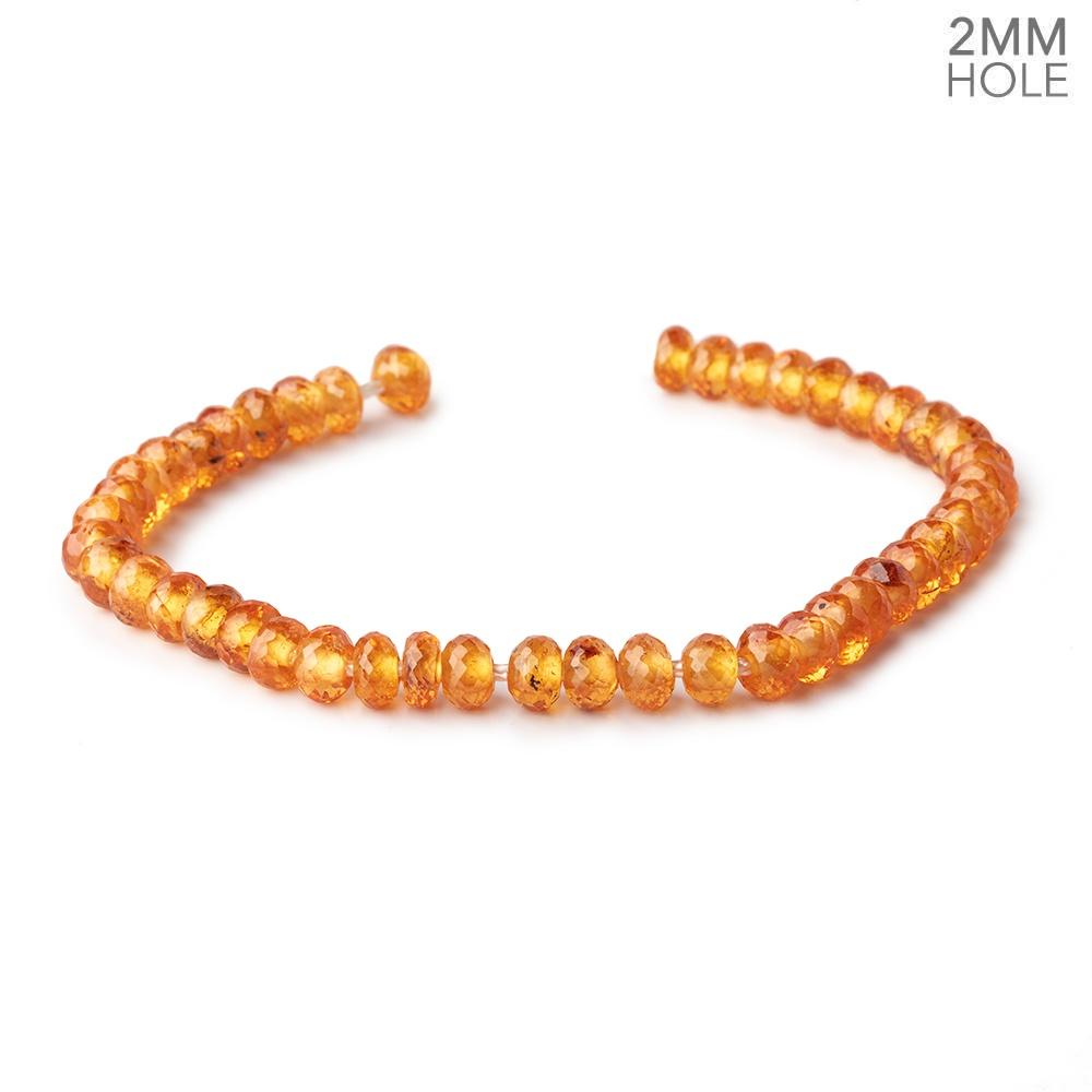 6mm Mandarin Garnet 2mm Large Hole Faceted Rondelles 8 inch 44 Beads AAA