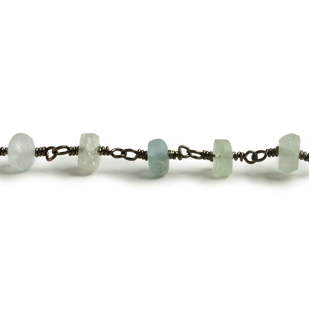6mm Matte Multi Beryl rondelle Black Gold plated Chain by the foot with approximately 30 pieces