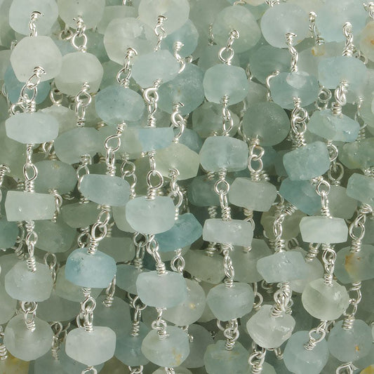 6mm Matte Multi Beryl rondelle Silver plated Chain by the foot with approximately 30 pieces
