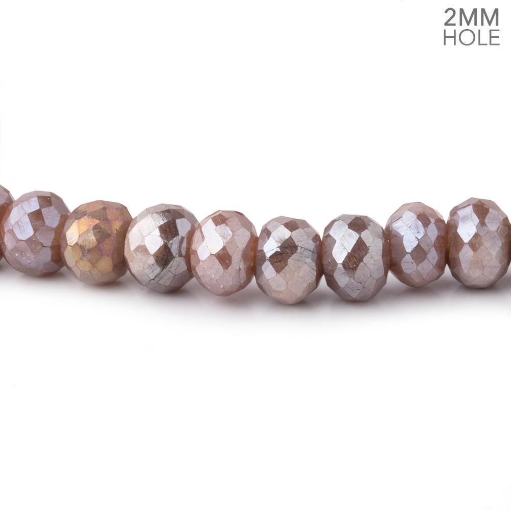 6mm Mystic Dark Peach Moonstone 2mm Large Hole Faceted Rondelles 8 inch 42 Beads