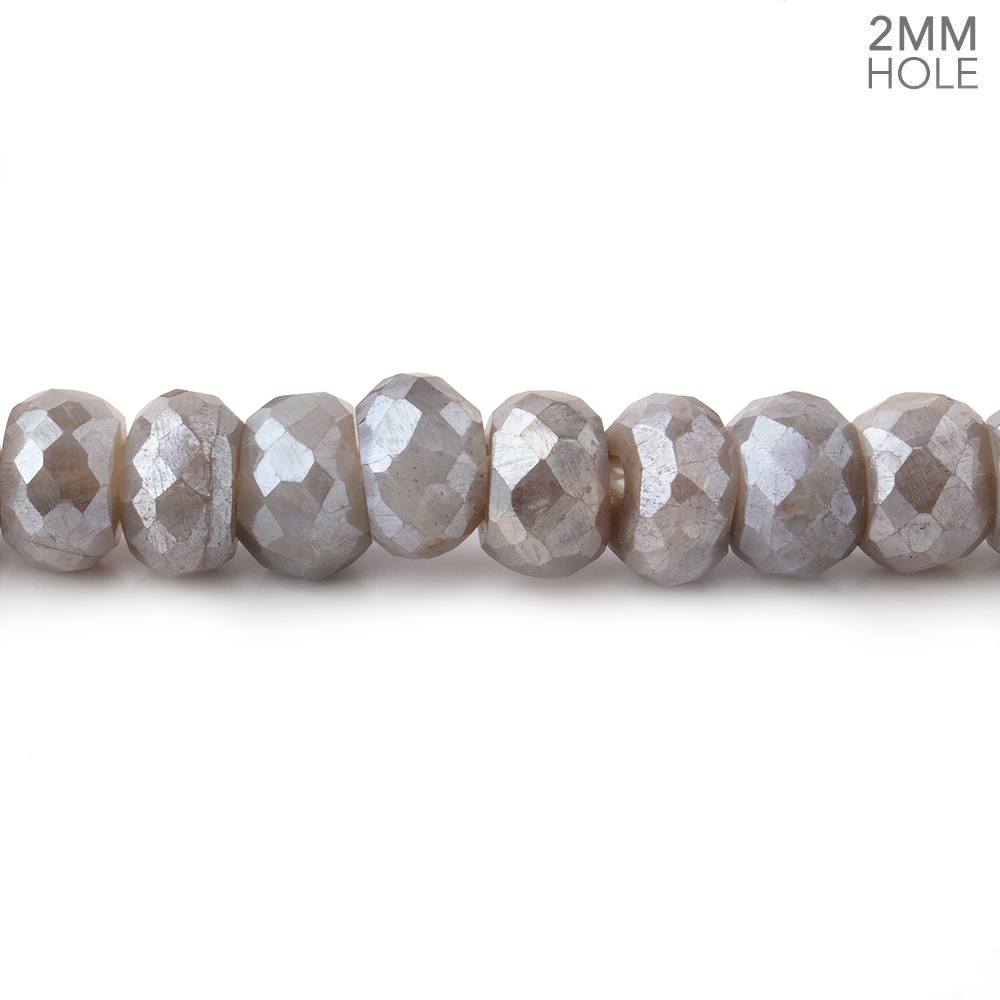 6mm Mystic Grey Moonstone 2mm Large Hole Faceted Rondelles 8 inch 46 Beads