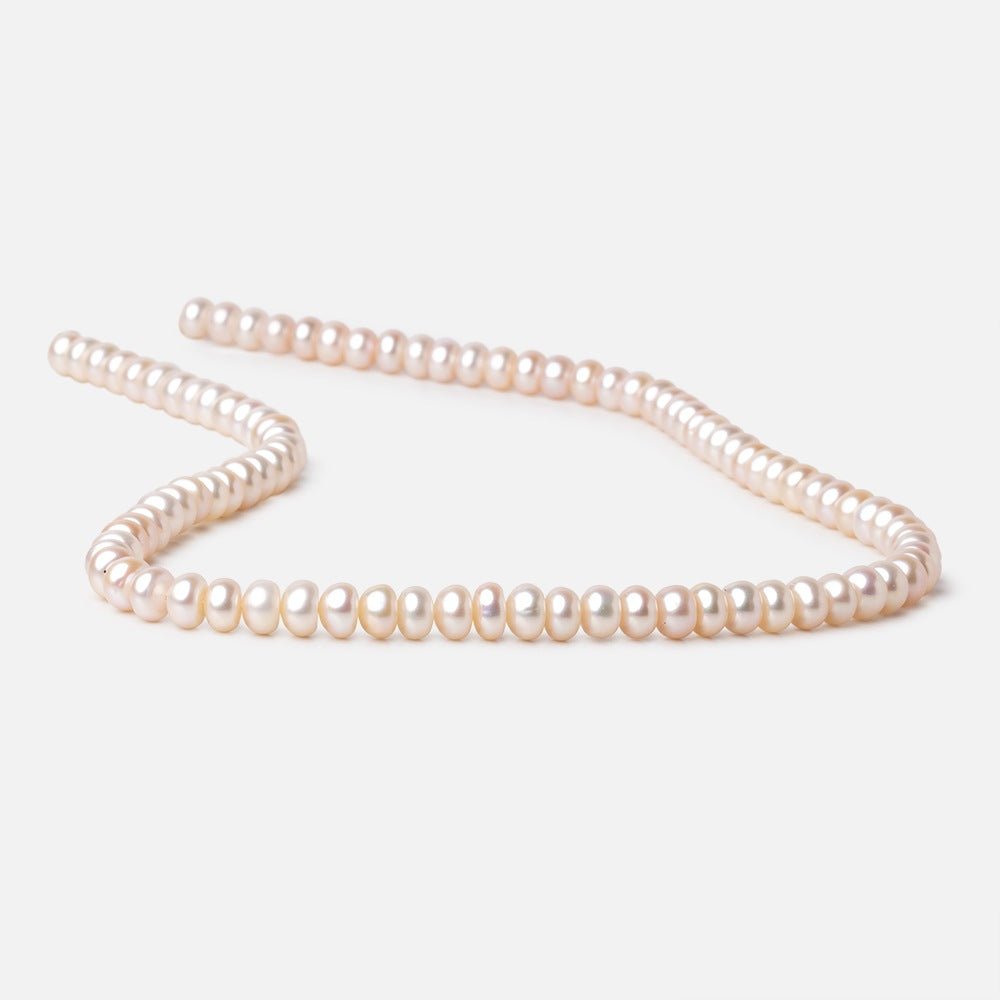 6mm Pale Peach Button Freshwater Pearl Beads 16 inch 94 pieces