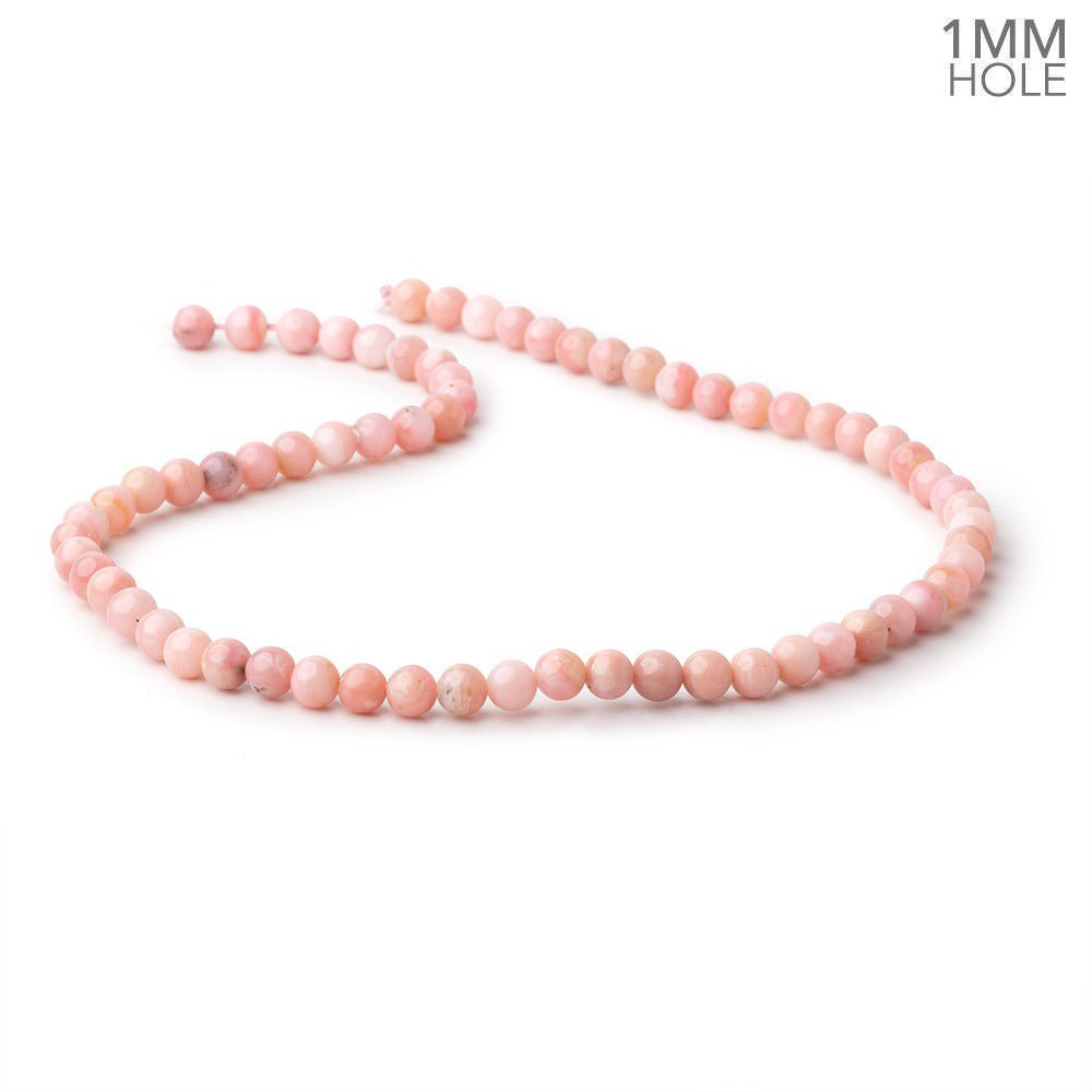 6mm Pink Peruvian Opal Plain Round Beads 16 inch 67 pieces 1mm holes