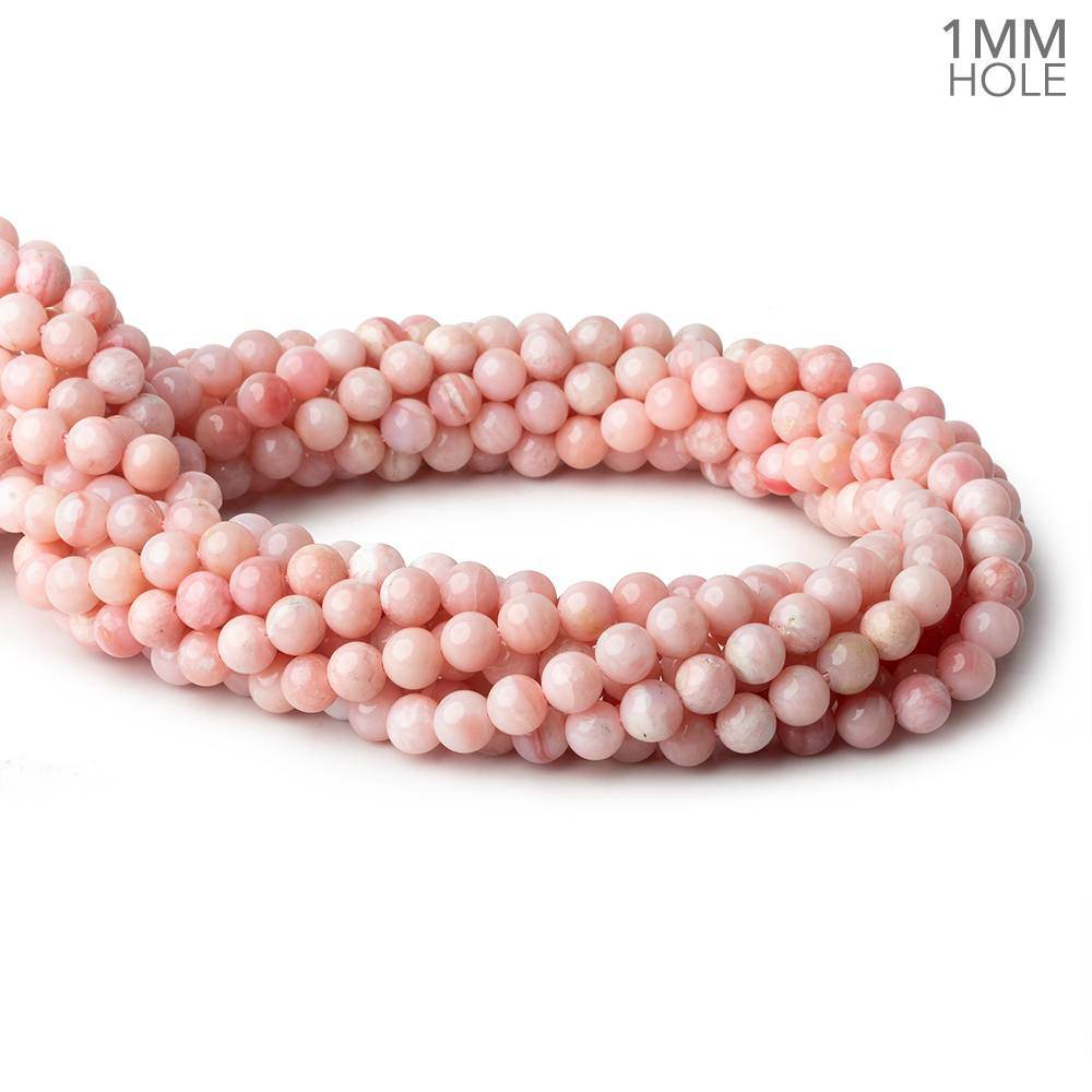 6mm Pink Peruvian Opal plain round large hole beads 16 inch 69 pieces A