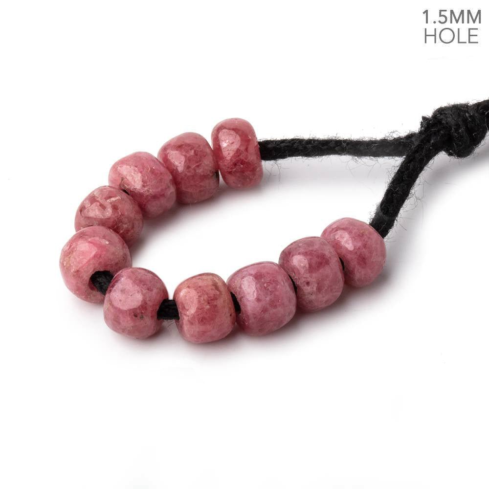 6mm Rhodonite 1.5mm Large Hole Plain Rondelle Set of 10