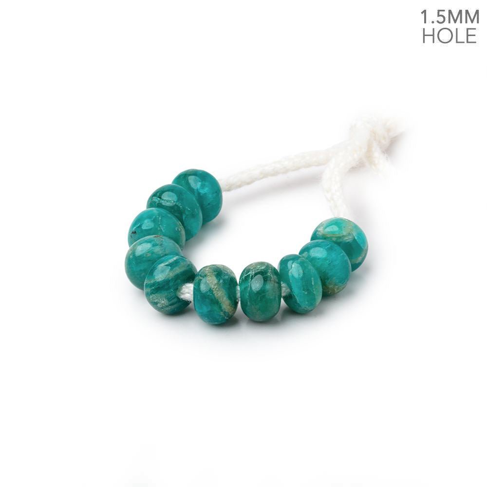 6mm Russian Amazonite 1.5mm Large Hole Plain Rondelle Set of 10
