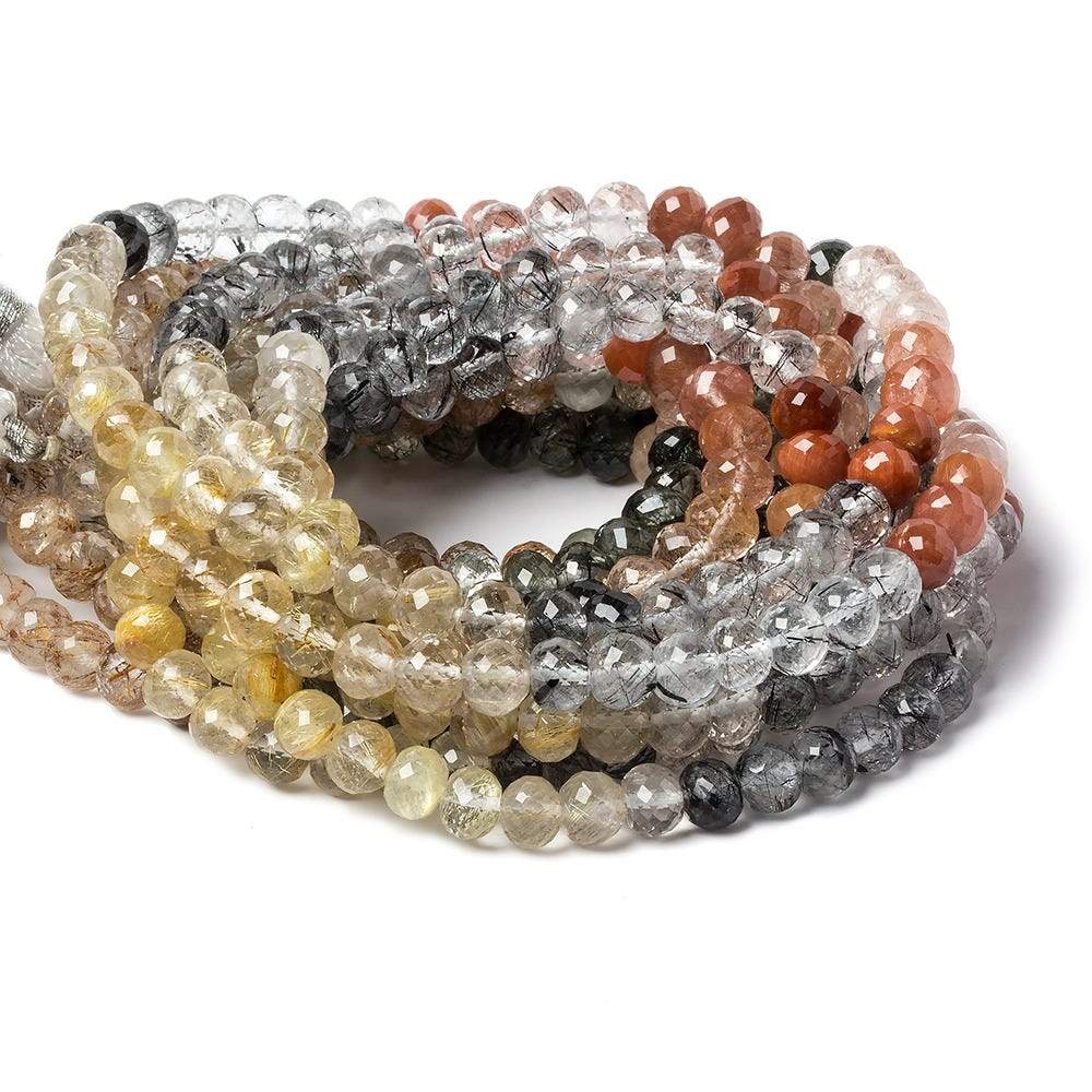 6mm Sagenitic Quartz Micro faceted rondelle beads 14 inch 72 pieces