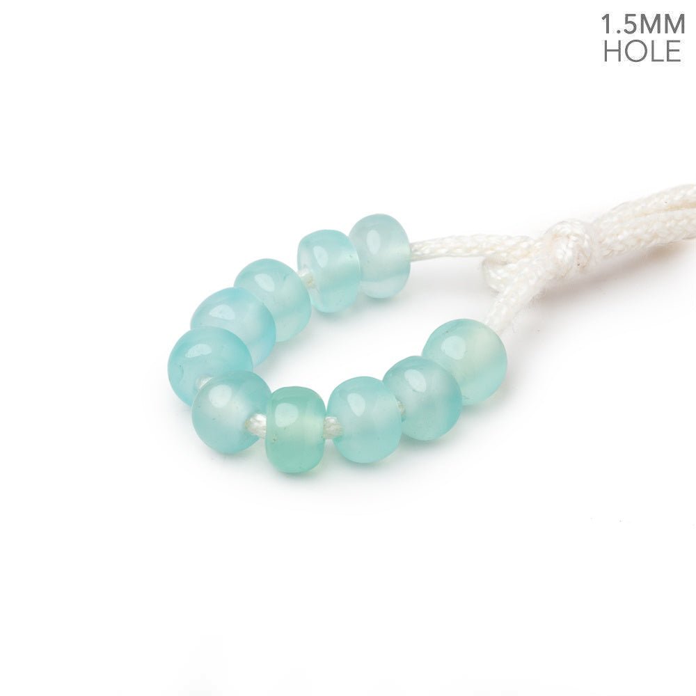 6mm Seafoam Blue Chalcedony 1.5mm Large Hole Plain Rondelle Set of 10