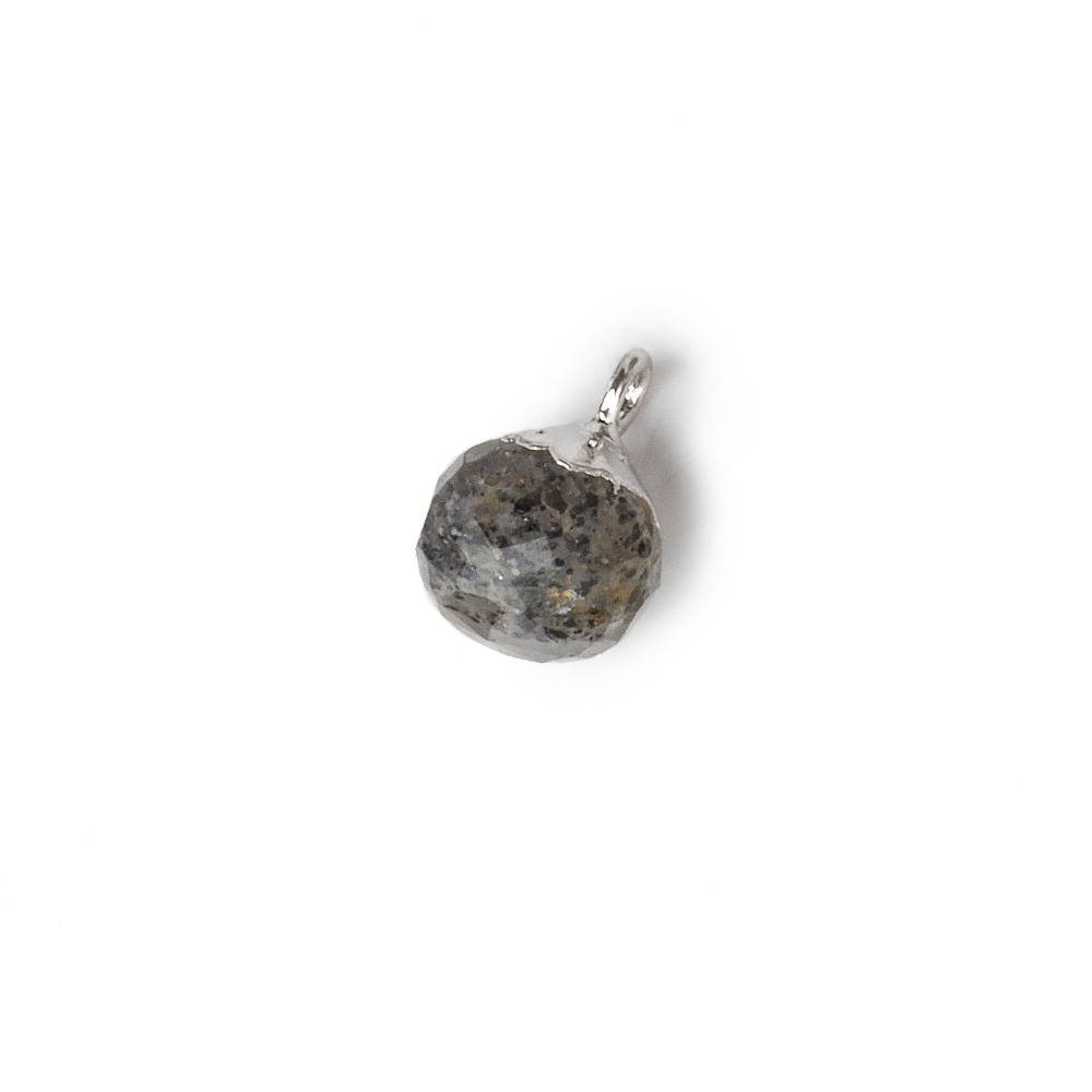 6mm Silver Leafed Celestial Quartz Faceted Candy Kiss Pendant 1 focal bead