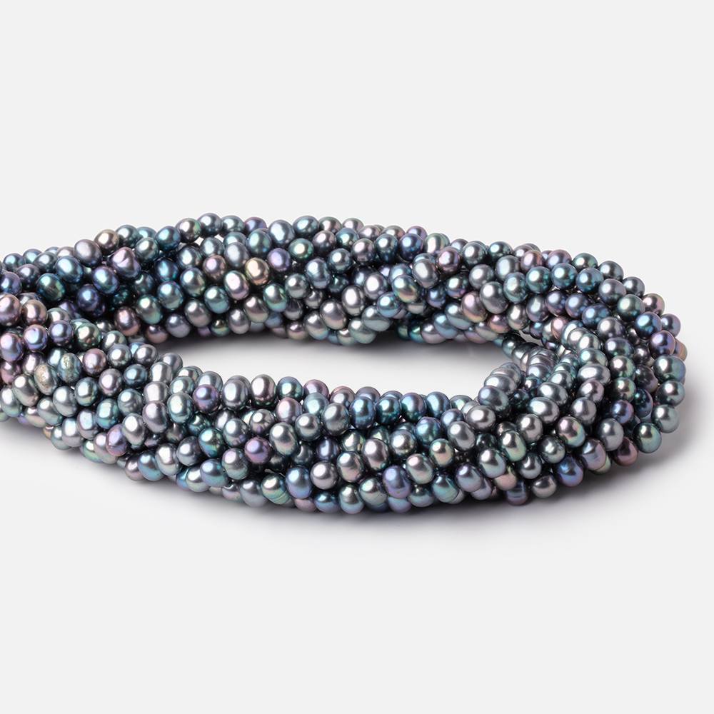 6mm Teal Peacock Off Round Freshwater Pearls 16 inch 85 Beads