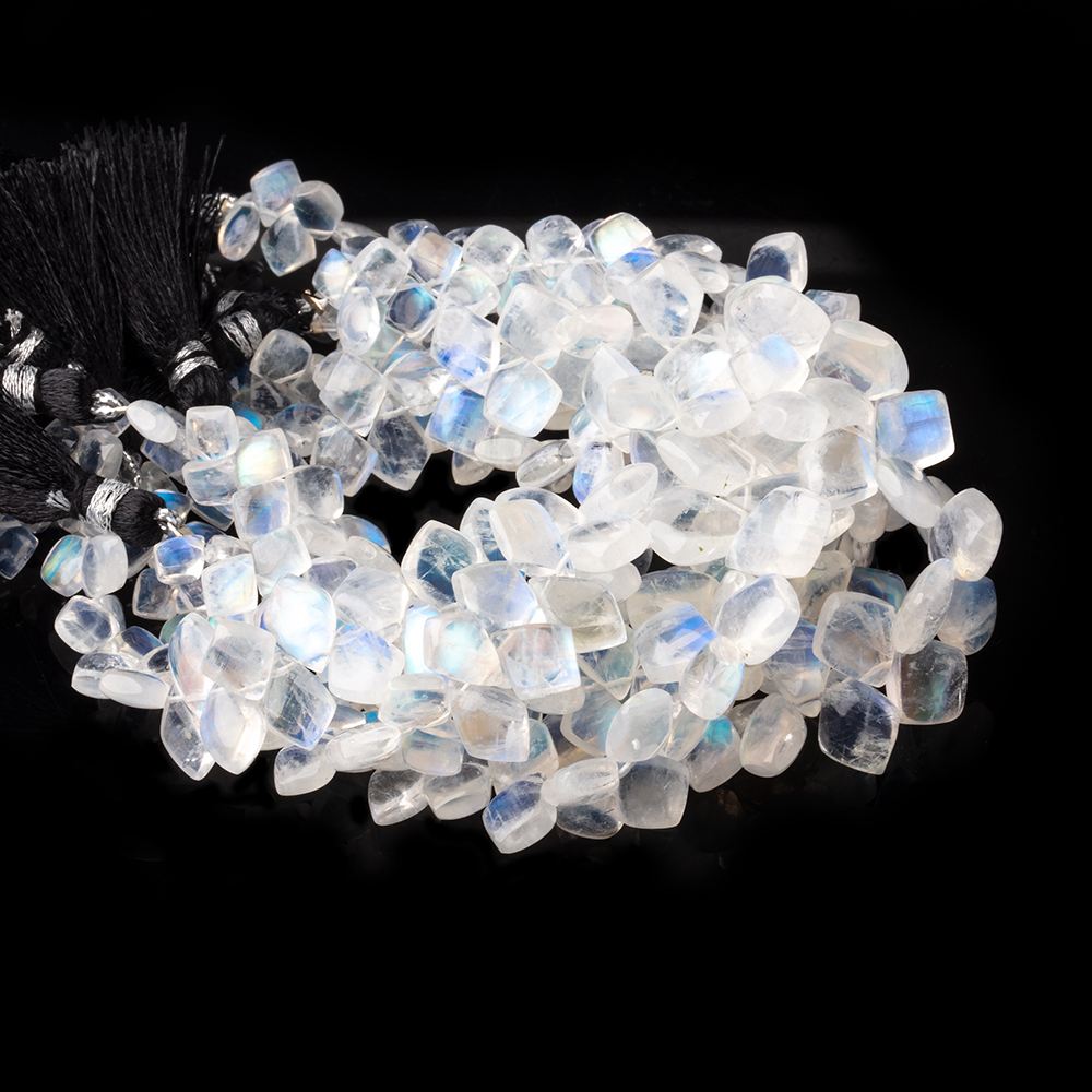 6x4-10x9mm Rainbow Moonstone Plain Shield Beads 6.5 inch 58 pieces AA