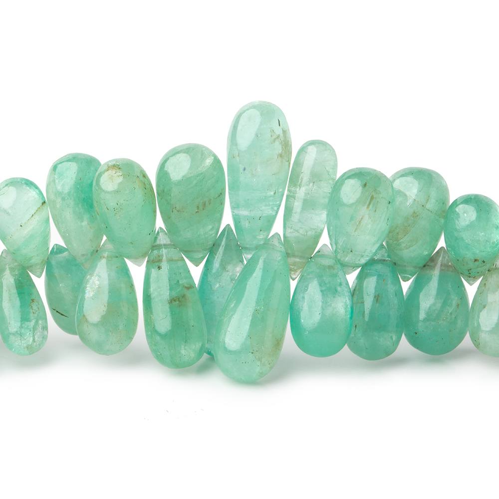6x4-15x6mm Colombian Emerald Plain Tear Drop Beads 8.25 inch 84 pieces