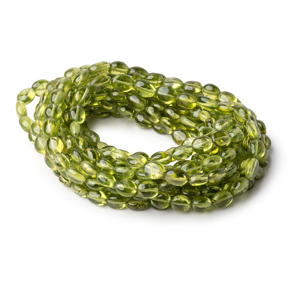 6x5-9x7mm Peridot Plain Oval Beads 15 inch 51 pieces AA