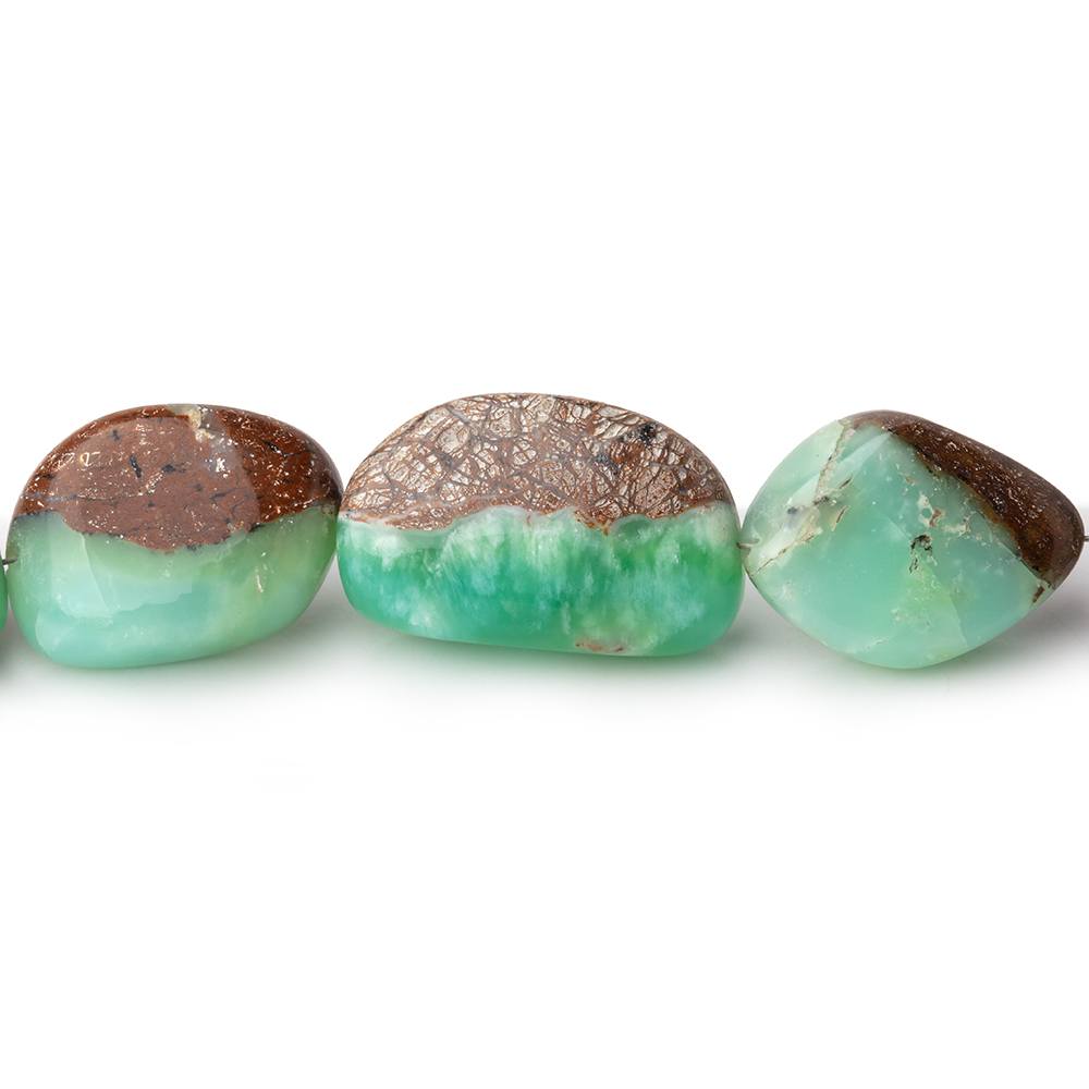 6x5.5-20x13mm Prase Opal Plain Nuggets with Matrix 18 inch 30 Beads