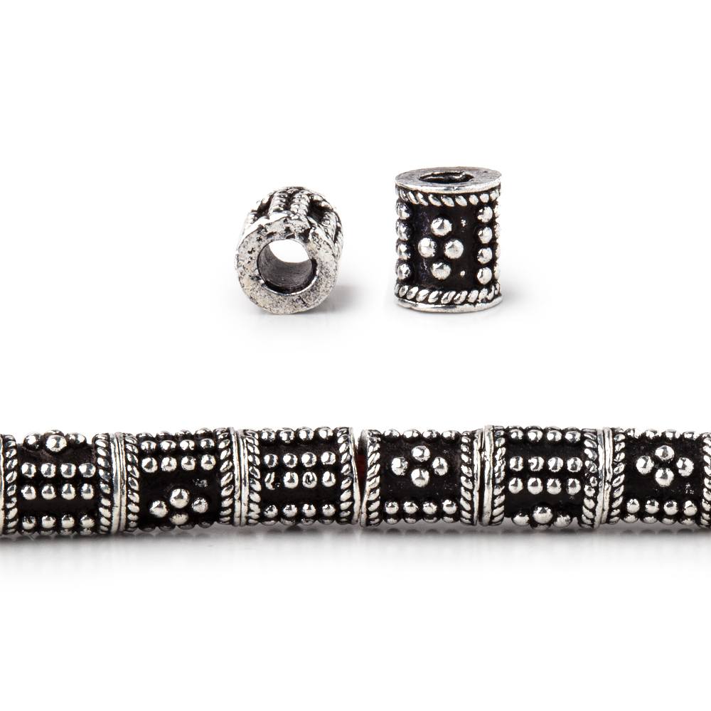 6x5mm Miligrain Dotted Design Tube Beads 8 inch 33 pieces