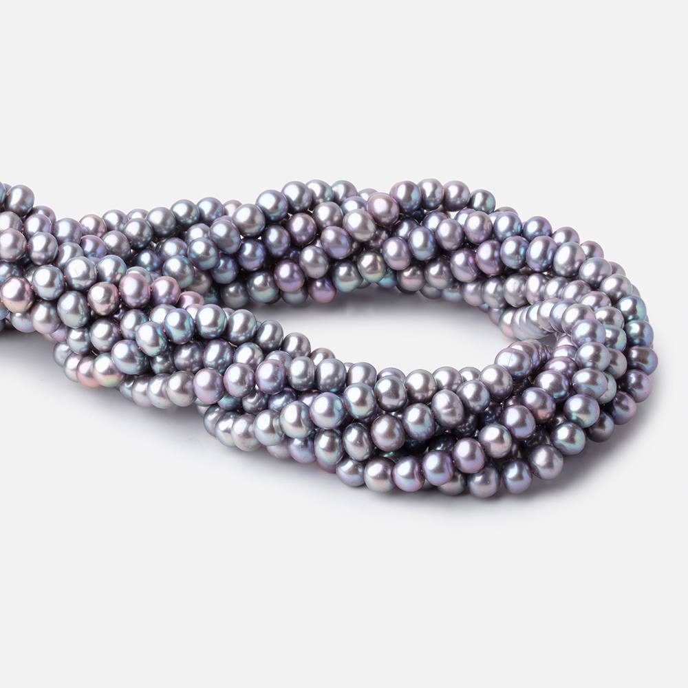 6x5mm Peacock Off Round Freshwater Pearls 16 inch 80 Beads