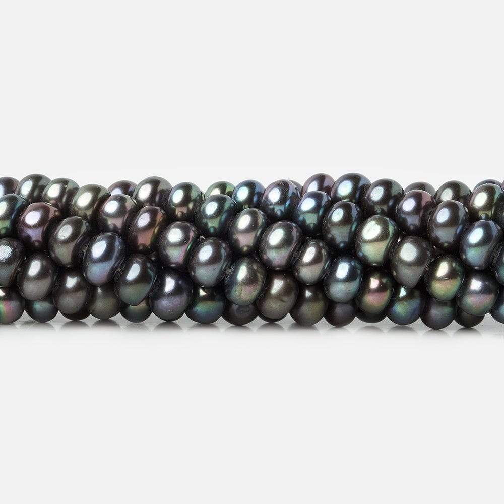 6x5mm Periwinkle Peacock Button Freshwater Pearl 15.5 inch 90 pieces