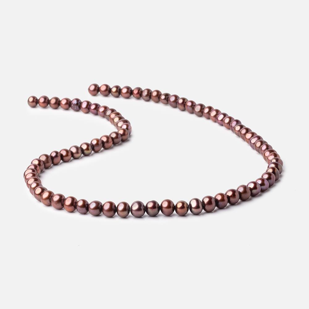 6x5mm Purplish Brown Side Drilled Off Round Freshwater Pearls 15 inch 76 beads