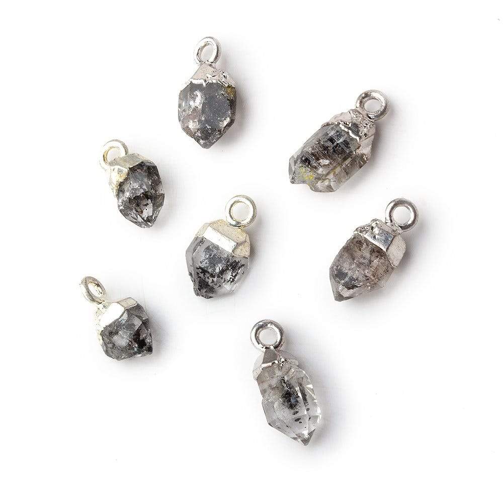 6x5mm Silver Leafed Herkimer Diamond Crystal Quartz Focal Pendant 1 piece