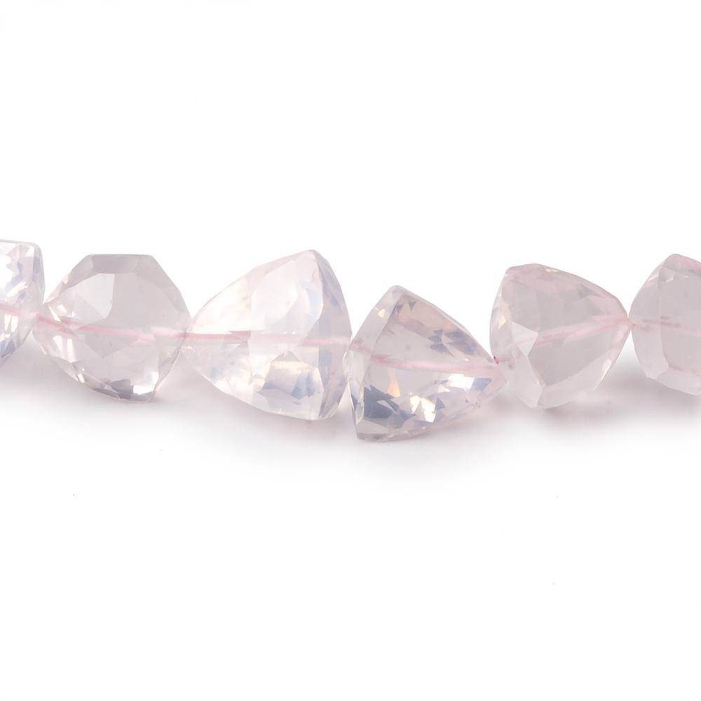 6x6-12x12mm Rose Quartz faceted trillion beads 16 inch 54 pieces A