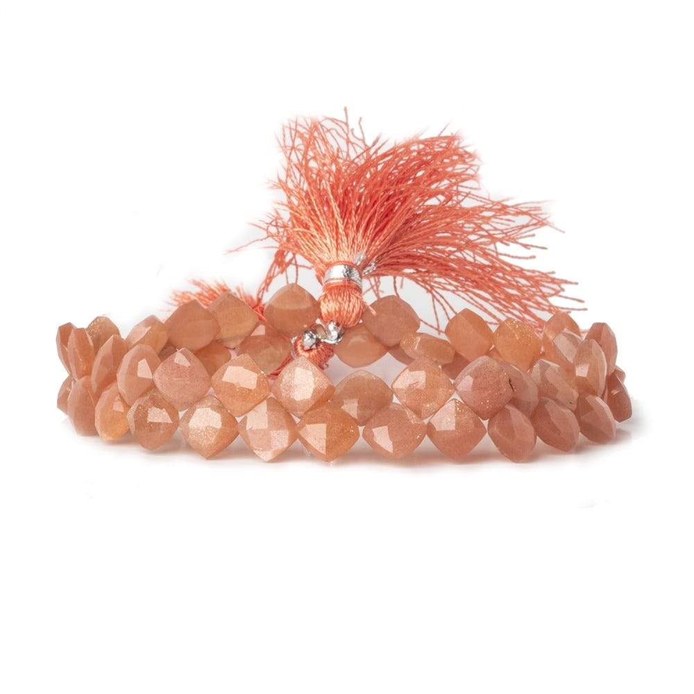 6x6-6.5x6.5mm Dark Angel Skin Peach Moonstone faceted pillow beads 7.5 inch 50 pieces A